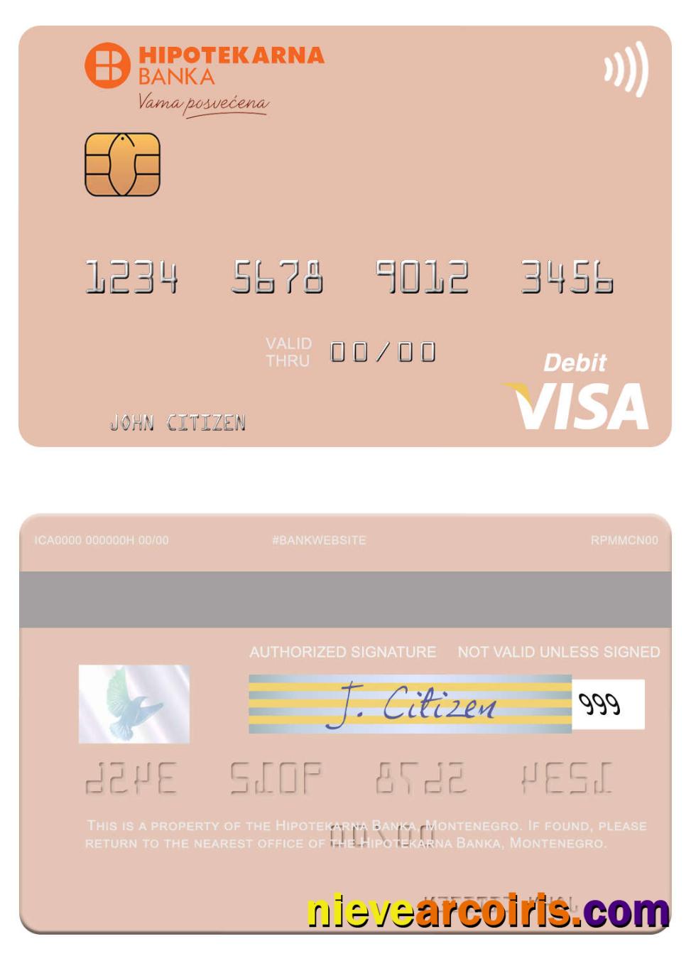 Montenegro Hipotekarna Banka visa debit card